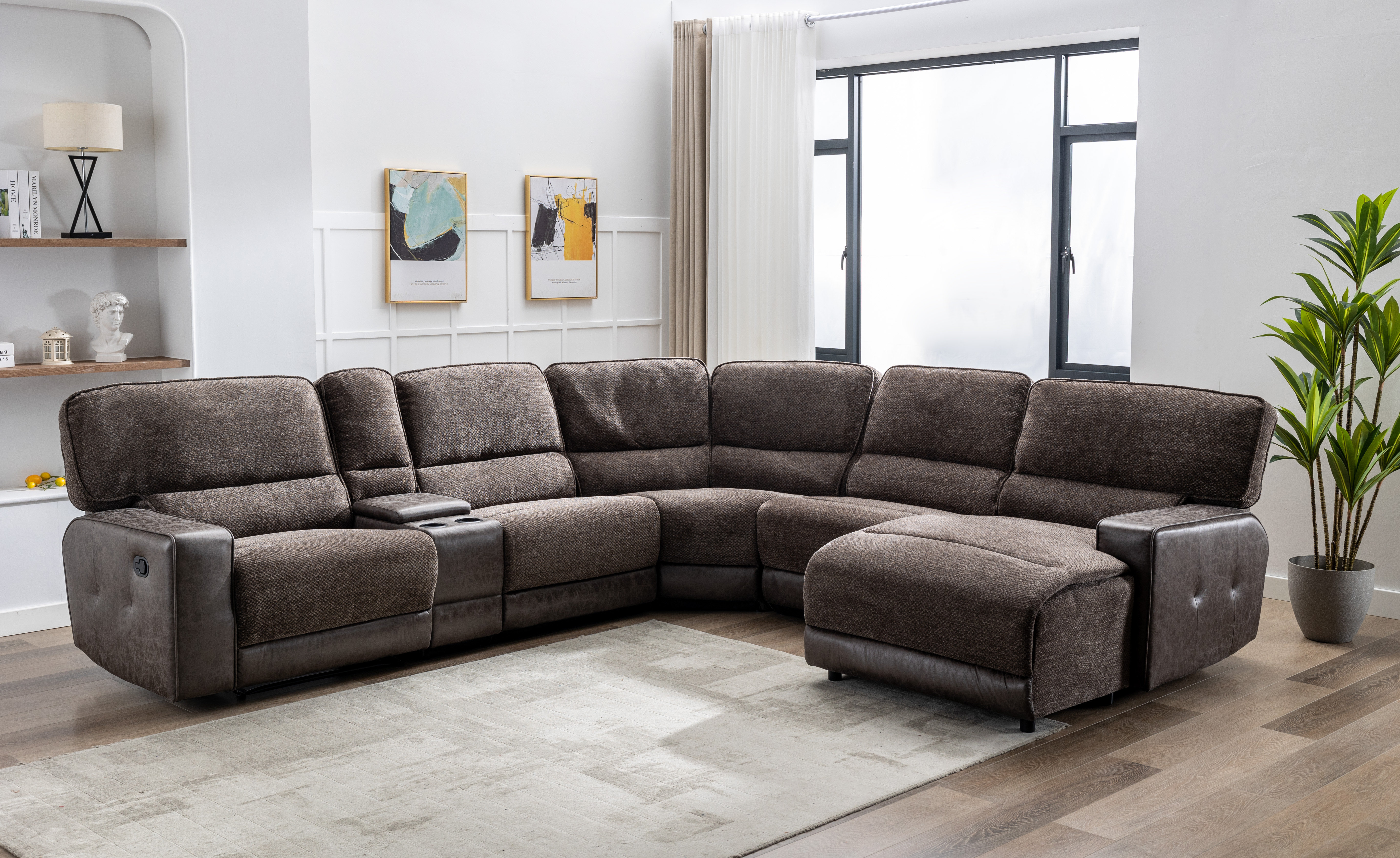 Latitude Run® Medi Sectional 118.9" Wide 6Piece Reclining Sectional